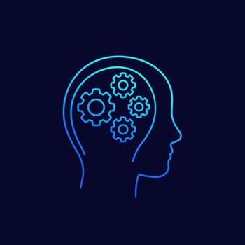 creativity, thinking linear vector icon