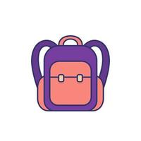 mochila, icono de mochila con contorno vector