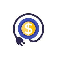 electricity costs icon with a plug, vector