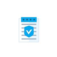 insurance policy icon on white, flat style vector
