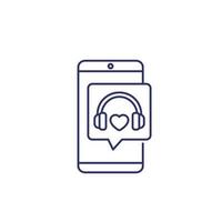 headphones and phone, music, audio, podcast line icon vector