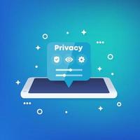 privacy control, mobile security, vector