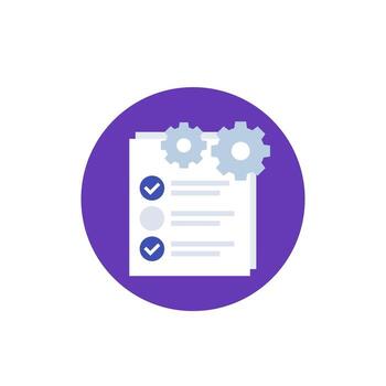 check list icon with gear, project execution vector