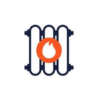 Heating radiator icon on white, vector