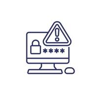 password warning line icon on white vector