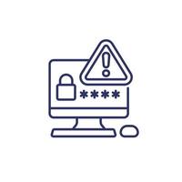 password warning line icon on white vector