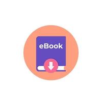 icono de vector de descarga de libros electrónicos en blanco