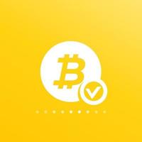 icono de vector de pago de bitcoin aprobado