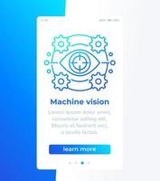 Machine vision banner with linear icon vector