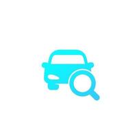 icono de búsqueda de coche en blanco vector