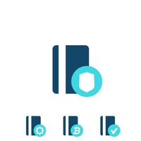 secure payment with credit card, bitcoin, processing icons vector