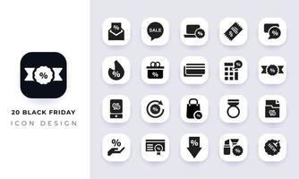 Minimal flat black friday icon pack. vector