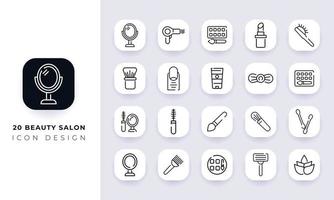 Line art incomplete beauty salon icon pack. vector