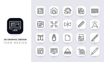 Line art incomplete graphic design icon pack. vector