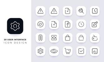 Line art incomplete user interface icon pack. vector