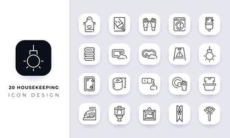 Line art incomplete housekeeping icon pack. vector