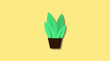 plante en pot ondulant dans la vidéo d'infographie de dessin animé de vent video