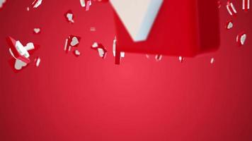 redes sociales rojas como iconos de notificación de corazón cayendo video