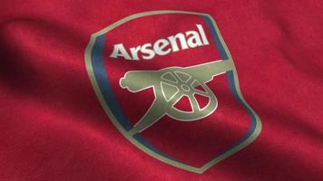 Nahaufnahme der wehenden Flagge des Fußballclubs Arsenal