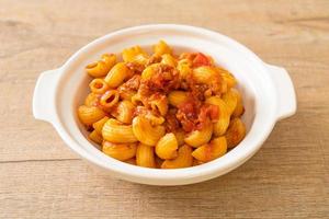 Macaroni with tomatoes sauce and mince pork, American chop suey, and American goulash photo