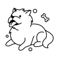 chow chow dog cute cartoon outline style icon vector