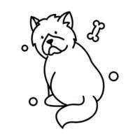 chow chow dog cute cartoon outline style icon vector