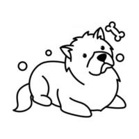 chow chow dog cute cartoon outline style icon vector