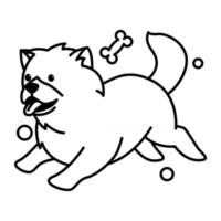 chow chow dog cute cartoon outline style icon vector