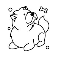 icono de estilo de contorno de dibujos animados lindo perro chow chow vector