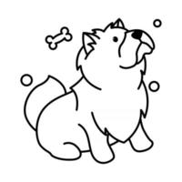 chow chow dog cute cartoon outline style icon vector