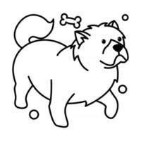 chow chow dog cute cartoon outline style icon vector