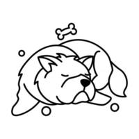 chow chow dog cute cartoon outline style icon vector