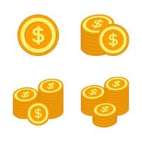 Dollar coins sign set, money dollar coins symbol vector