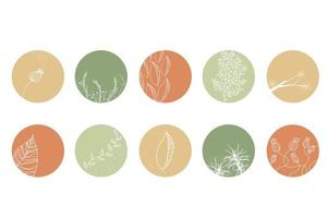 Highlight cover set, abstract floral botanical icons for social media. vector