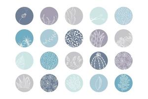 Highlight cover set, abstract floral botanical icons for social media. vector