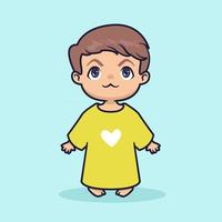 Cute baby boy kawaii illustration vector