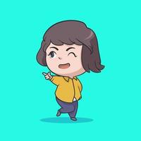 Cute chibi girl illustration design vector