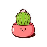 Ilustración de planta suculenta de cactus kawaii vector