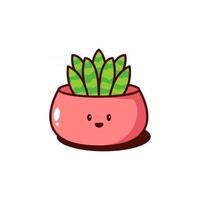 Ilustración de planta suculenta de cactus kawaii vector