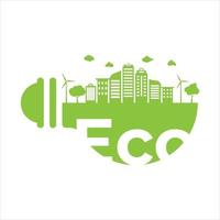 Smart city go green concept. vector