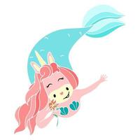 ilustración vectorial con una sirena unicornio vector