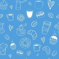 Vector seamless pattern with coffee and desserts