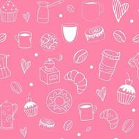 Vector seamless pattern with coffee and desserts