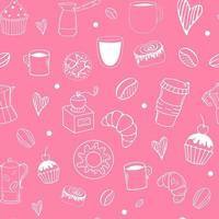 Vector seamless pattern with coffee and desserts