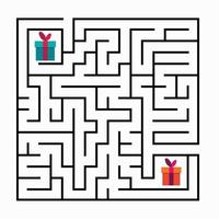 Square maze labyrinth game for kids. Labyrinth logic conundrum vector