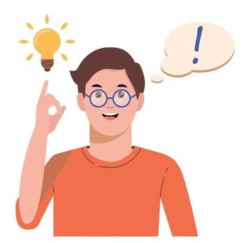 Problem solving concept. A man thinks and solves a problem. vector