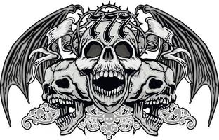 Signo gótico con calavera, camisetas de diseño vintage grunge vector