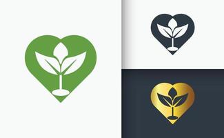 Natural Logo Design Green Golden And Black Leaf vector