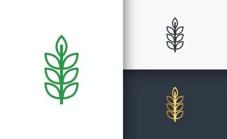 diseño de logotipo natural hoja verde dorada y negra vector