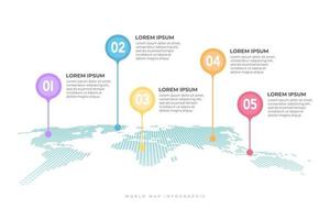 mapa del mundo con marcas de puntero infográficas. vector